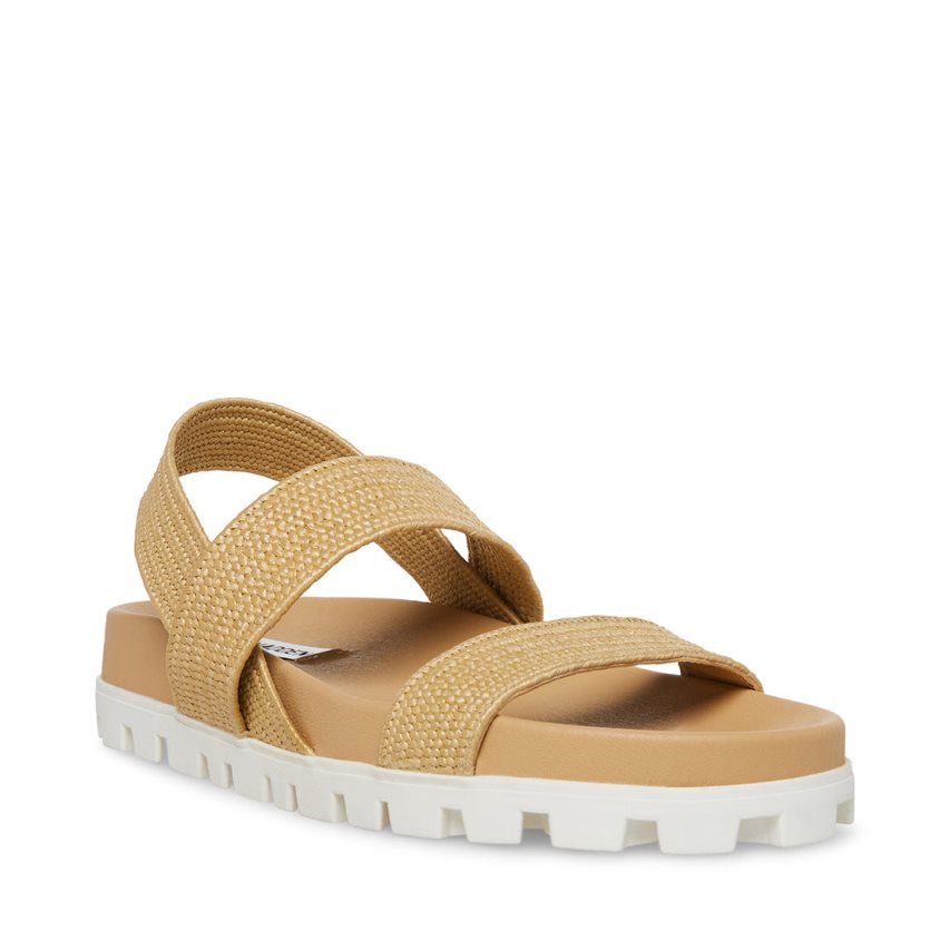 Sandalias Planas Steve Madden Landmark Raffia Mujer Marrones | ES KJ360S